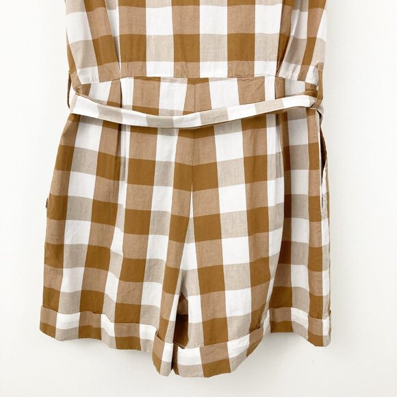 Anthropologie Brown and White Checkered Jumpsuit - Picture 8 of 11